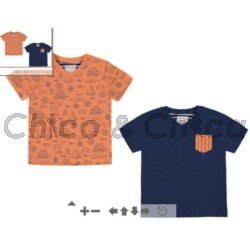 Kompl. 2 koszulki nadruk/gład 03038 Papaya flu